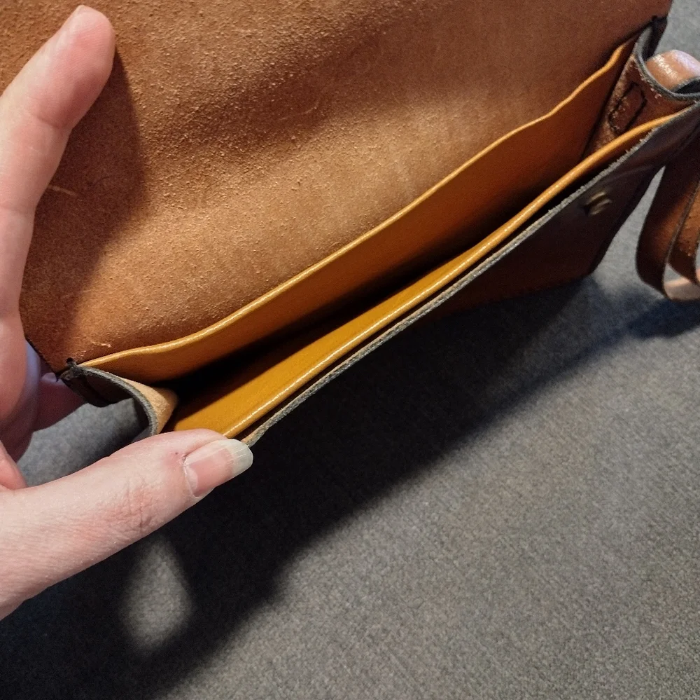 Classic Brown Leather Wristlet Clutch